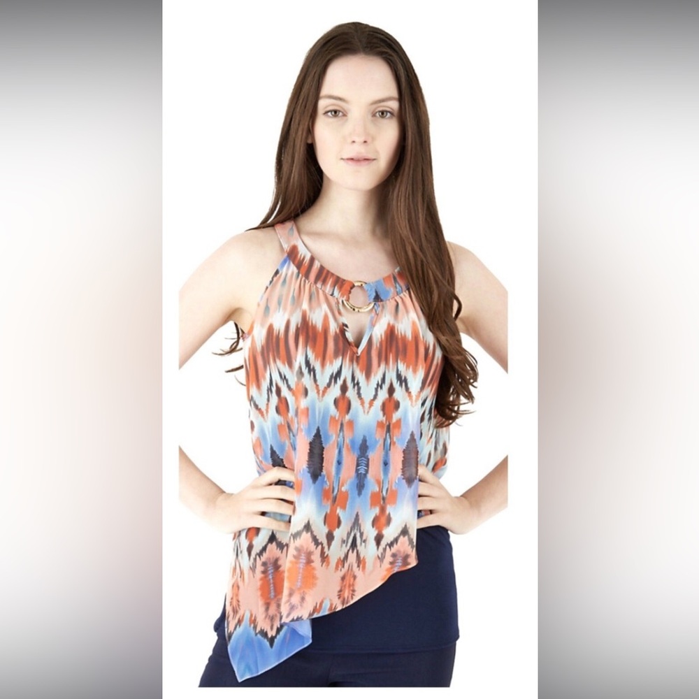 Juniors IZ Byer Asymmetrical Tie Dye Print Tank Top, Size Medium